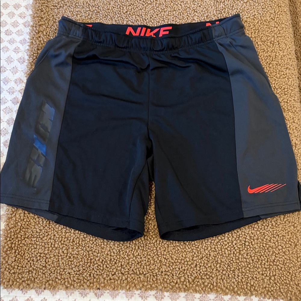 Nike Black and Gray Shorts with Red Accents